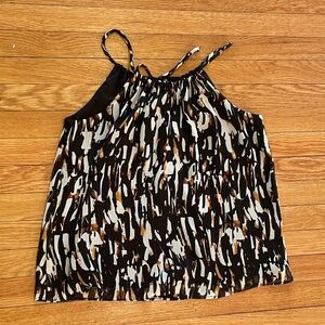 Three Eighty Two Halter Tank S Black Abstract Print Flowy Top